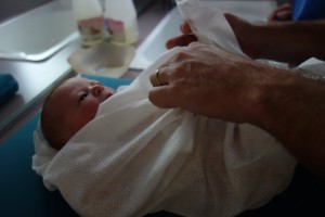 Avant le bain et la pesée