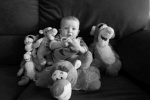 Un bébé se cache parmi ces peluches, saurez vous le trouver ?